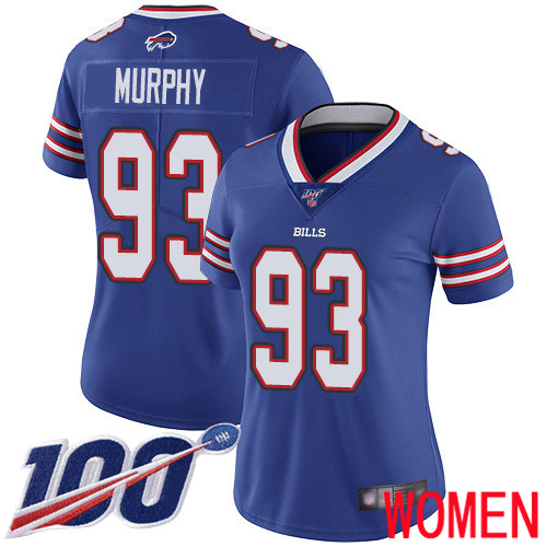 Women Buffalo Bills #93 Trent Murphy Royal Blue Team Color Vapor Untouchable Limited Player 100th Season NFL Jersey